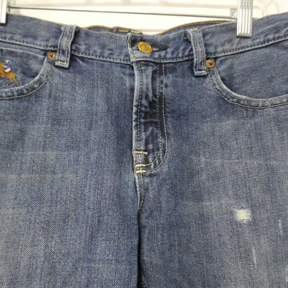 POLO RALPH LAUREN - 15911 | size 14 | Blue Cotton Distressed Denim Jeans - Picture 5 of 16